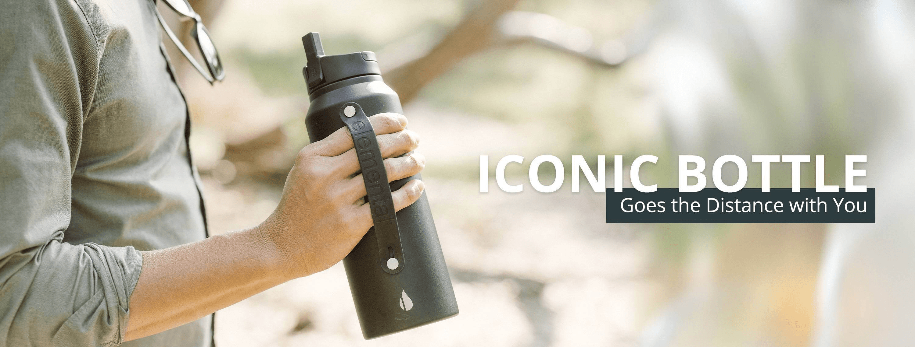 Elemental Iconic 591ml Bottle with Bamboo Lid and Internal Strainer - Marble main image 1