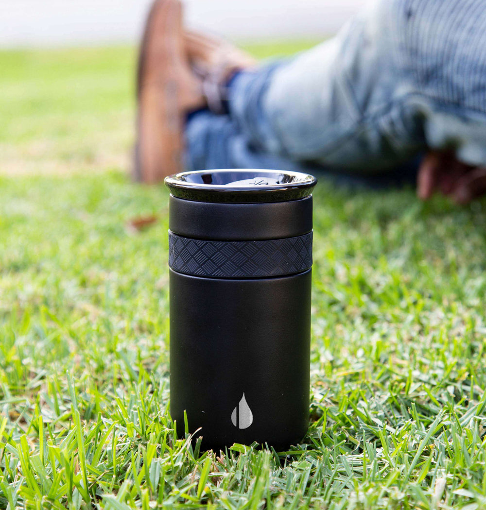 Insulated Stainless steel Coffee Tumbler Ceramic Lid Artisan 12ozBlack Elemental Bottles