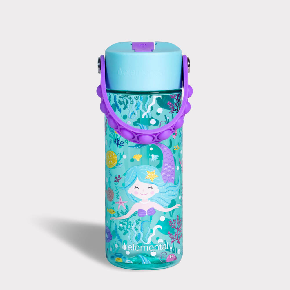 Elemental Iconic Kids Water Bottle with Straw Lid & Charms Strap, Leak-Proof When Closed, Triple Insulated Stainless Steel Reusable Thermos Water
