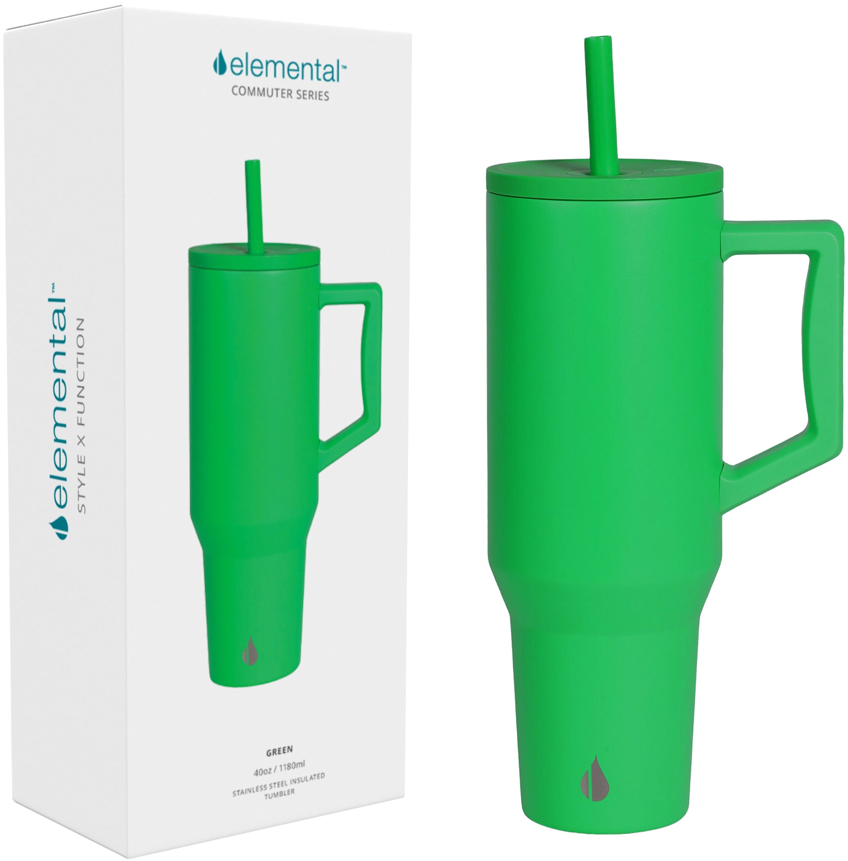 40 oz Tumbler with Handle - Solid Spring Green