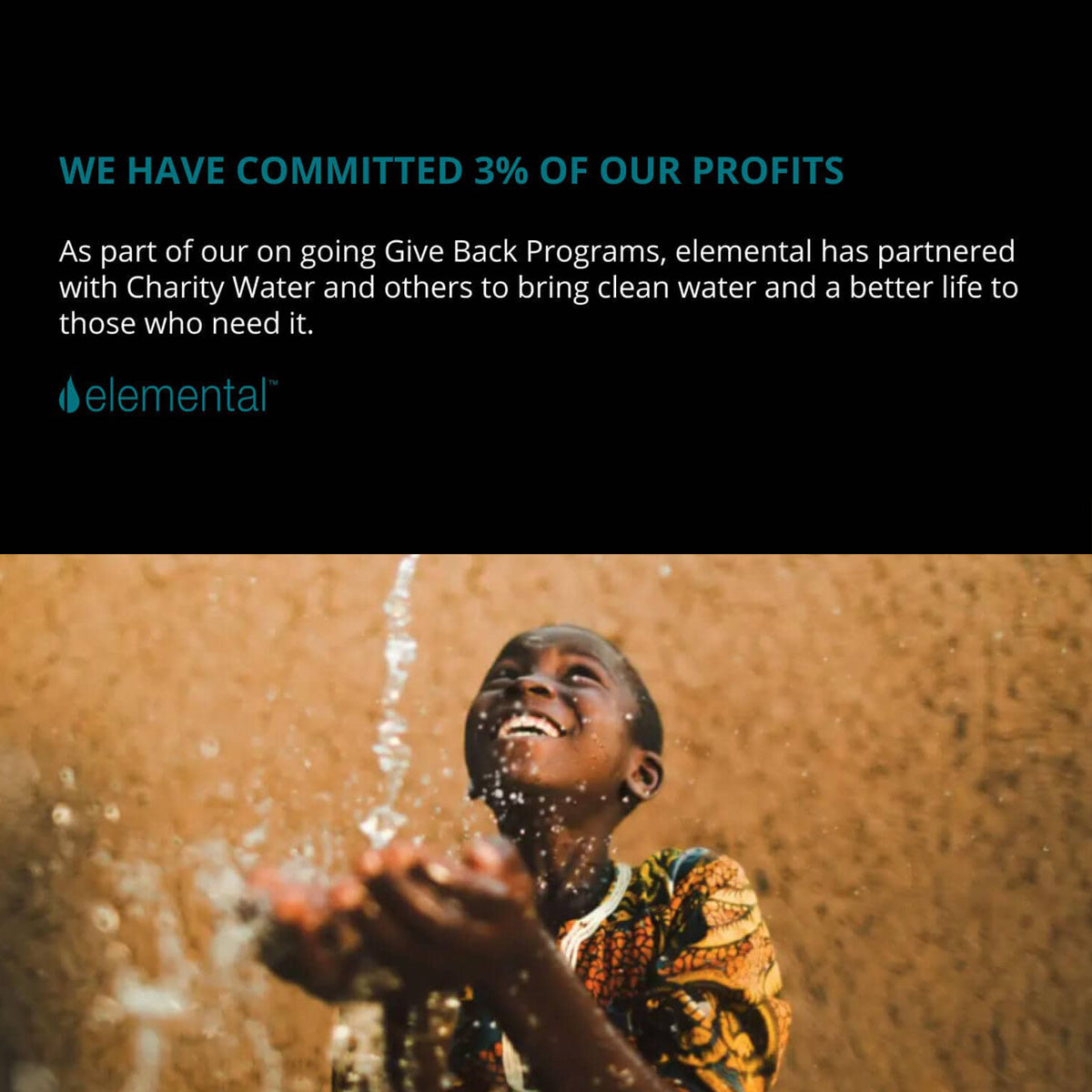 Smiling child joyfully catching clean water with both hands