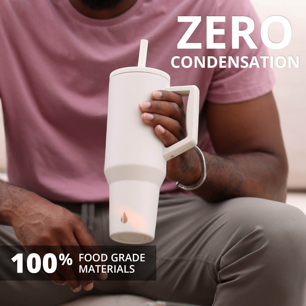 Elemental Commuter 40oz White Travel Tumbler with Ergonomic Handle and