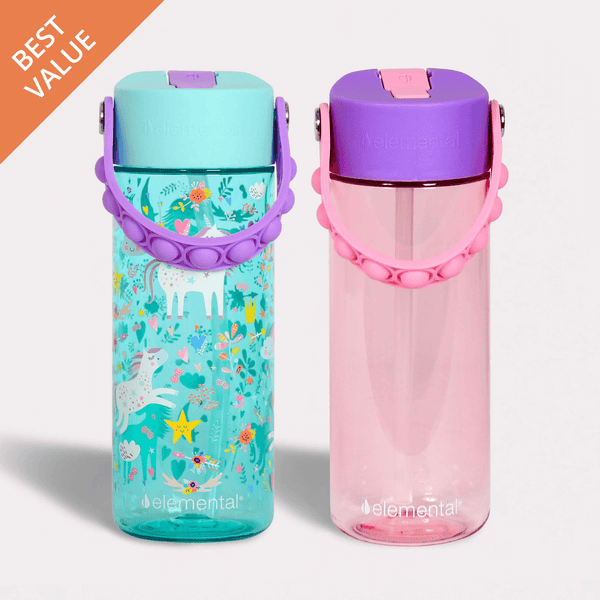 Elemental Splash 18oz Pop Bottle 2 Pack - Unicorn and Rose