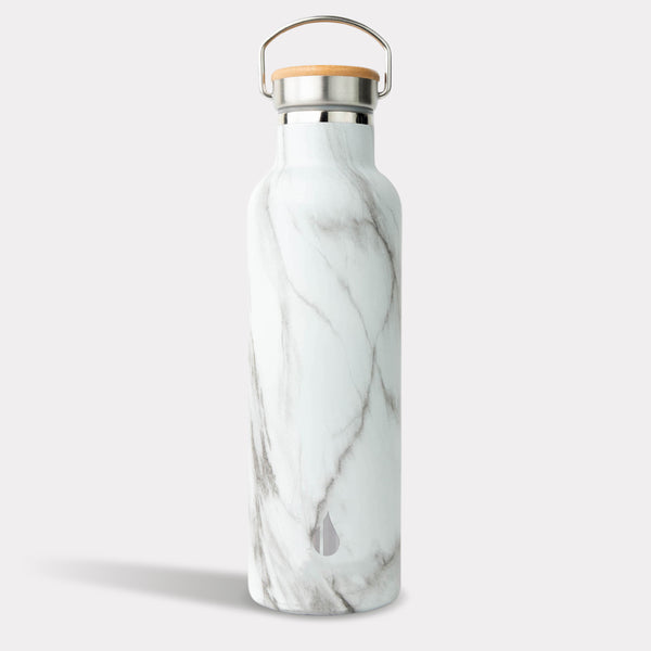 Classic 25oz Water Bottle - White Marble