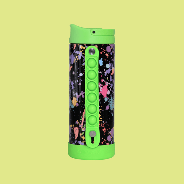 Iconic 14oz Pop Fidget Bottle - Green Paint Splatter