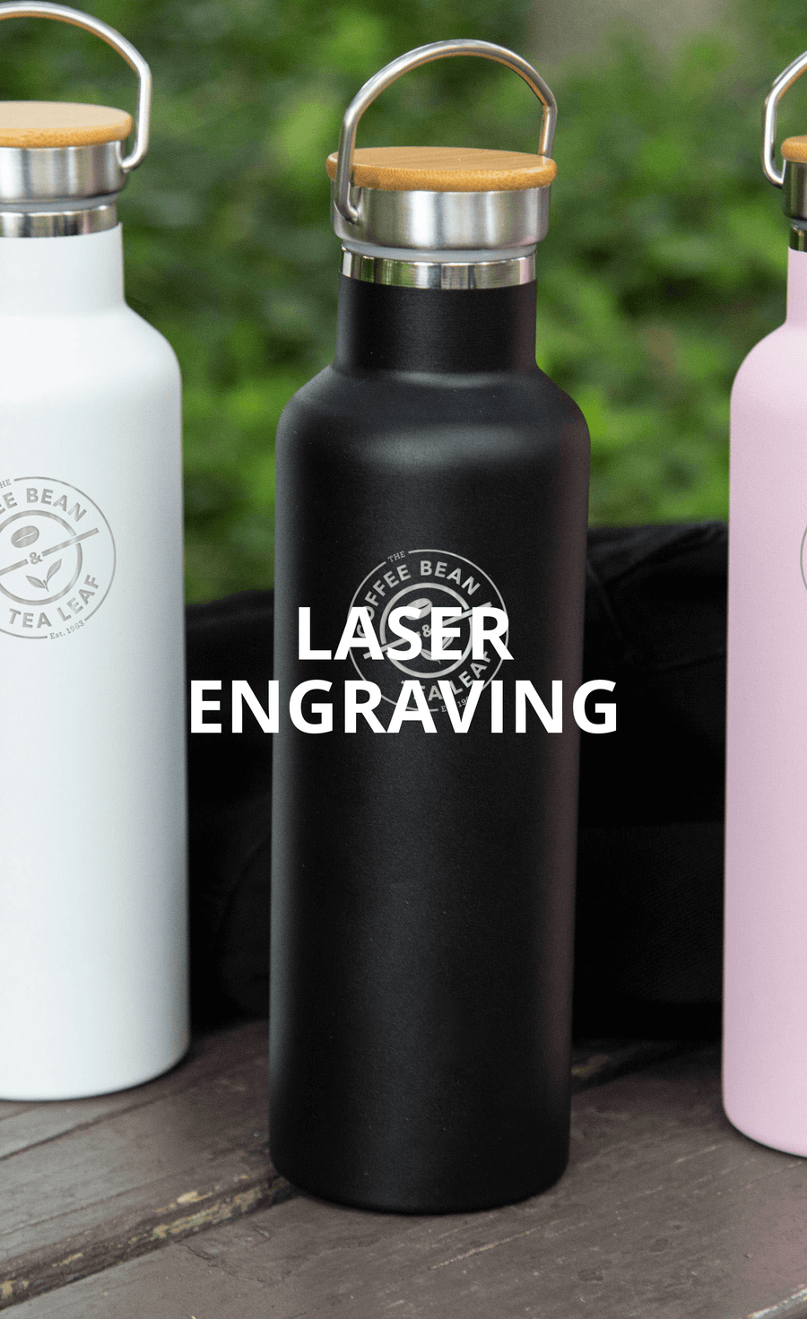 Three water bottles with custom designs
