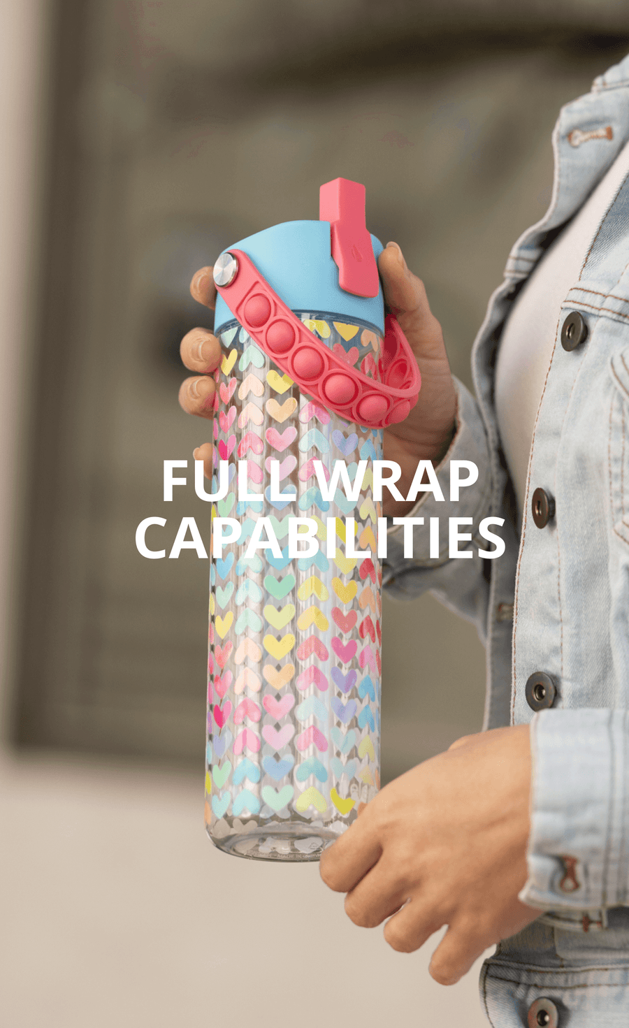 Colorful wrapped water bottles