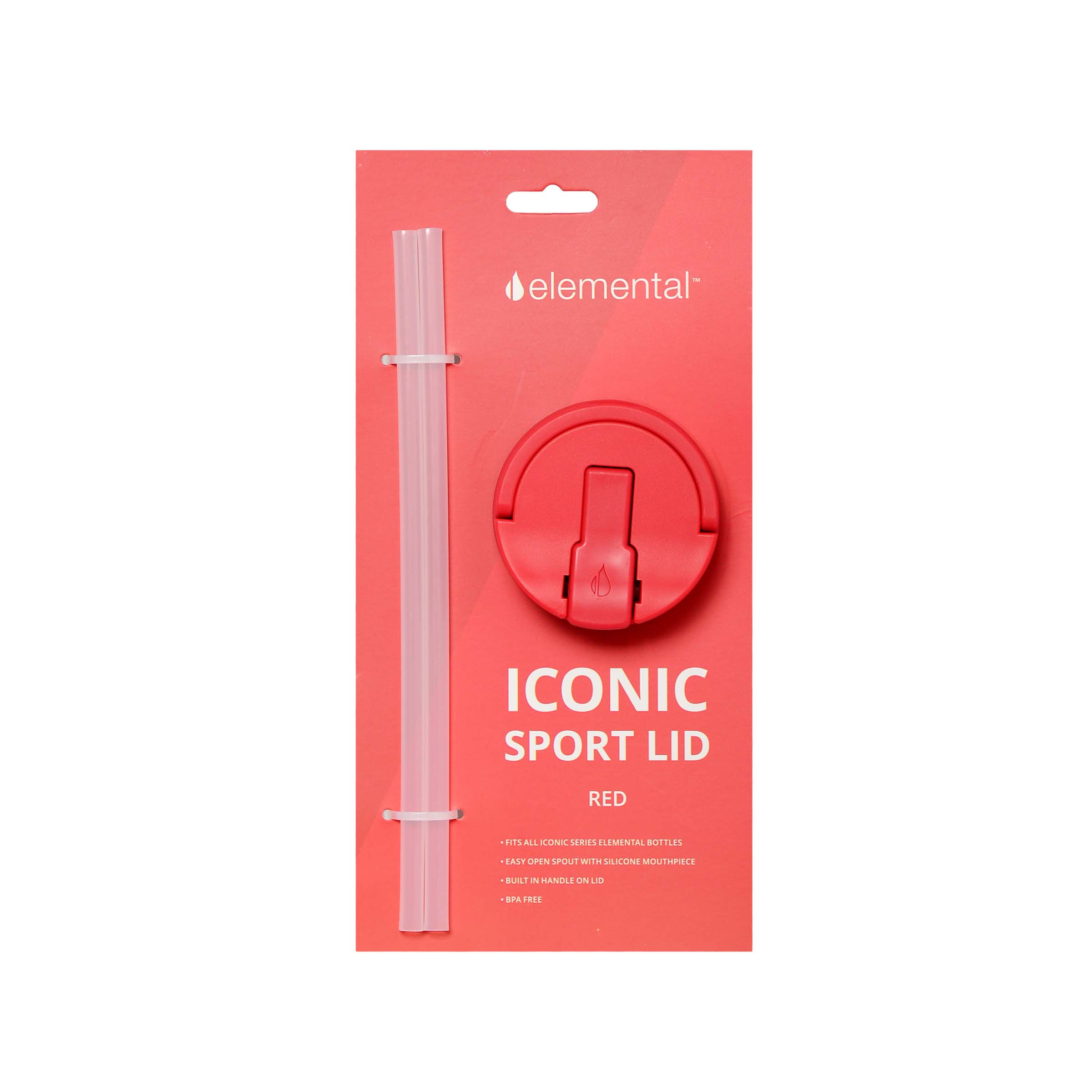 Elemental Iconic Sport Deckel-Set Mit Strohhalm, Rosa – Passend Für 397 Ml, 567 Ml & 907 Ml Flaschen